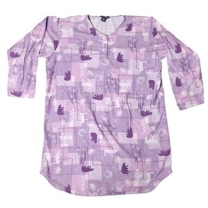 Vintage Woolrich Flannel Sleep Night Shirt Purple Starry Night Wildlife Size XL